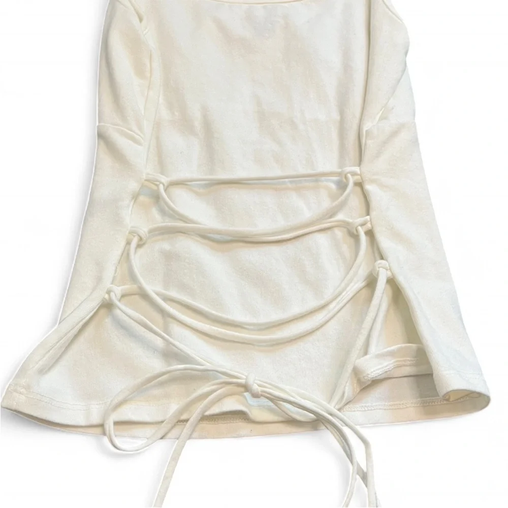 Brandy Melville white tank top with tie back detail one size small XS - Picture 8 of 9
